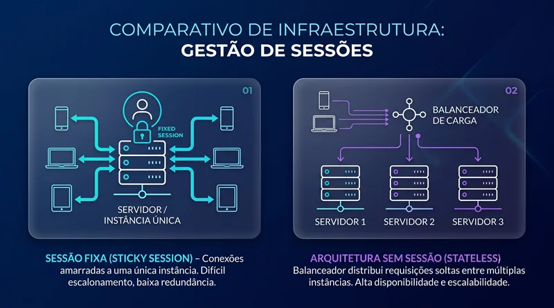 Infográfico mostrando hospedagem mais simples de servidores MCP após mudança para protocolo sem sessão fixa